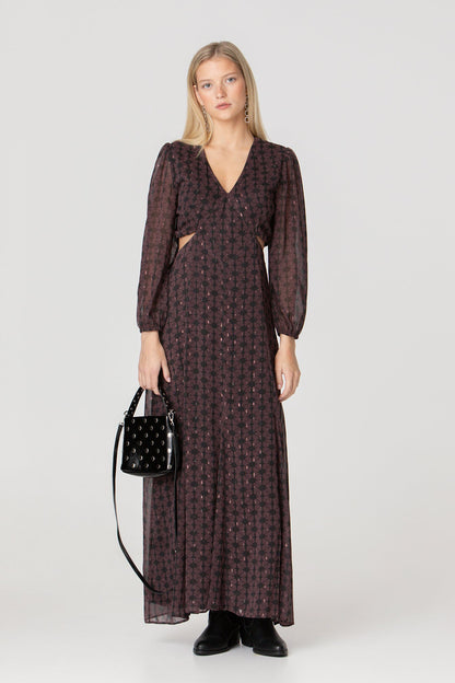 VESTIDO MIDI ESCOTE PICO CUT OUT