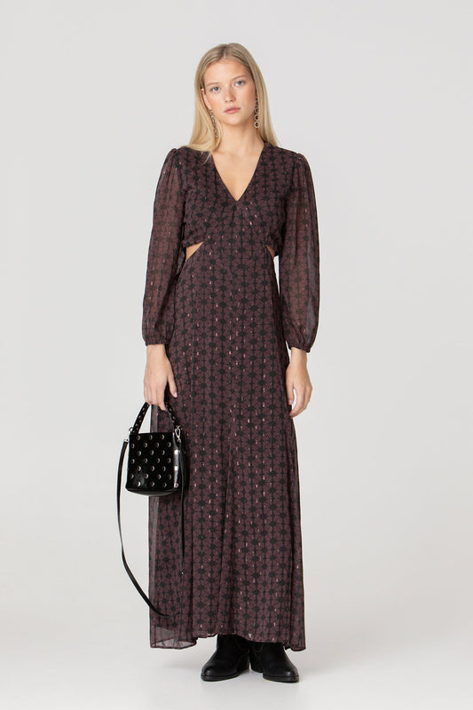 VESTIDO MIDI ESCOTE PICO CUT OUT
