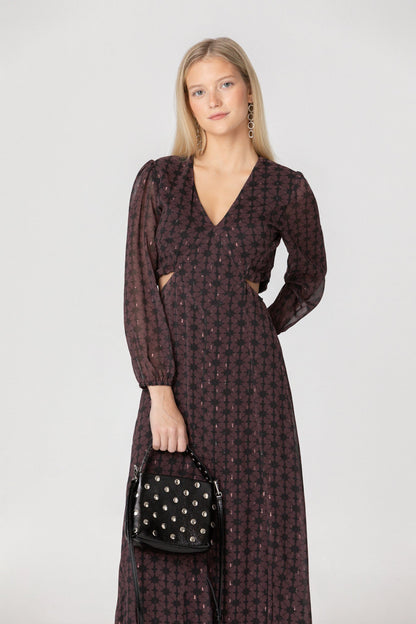 VESTIDO MIDI ESCOTE PICO CUT OUT
