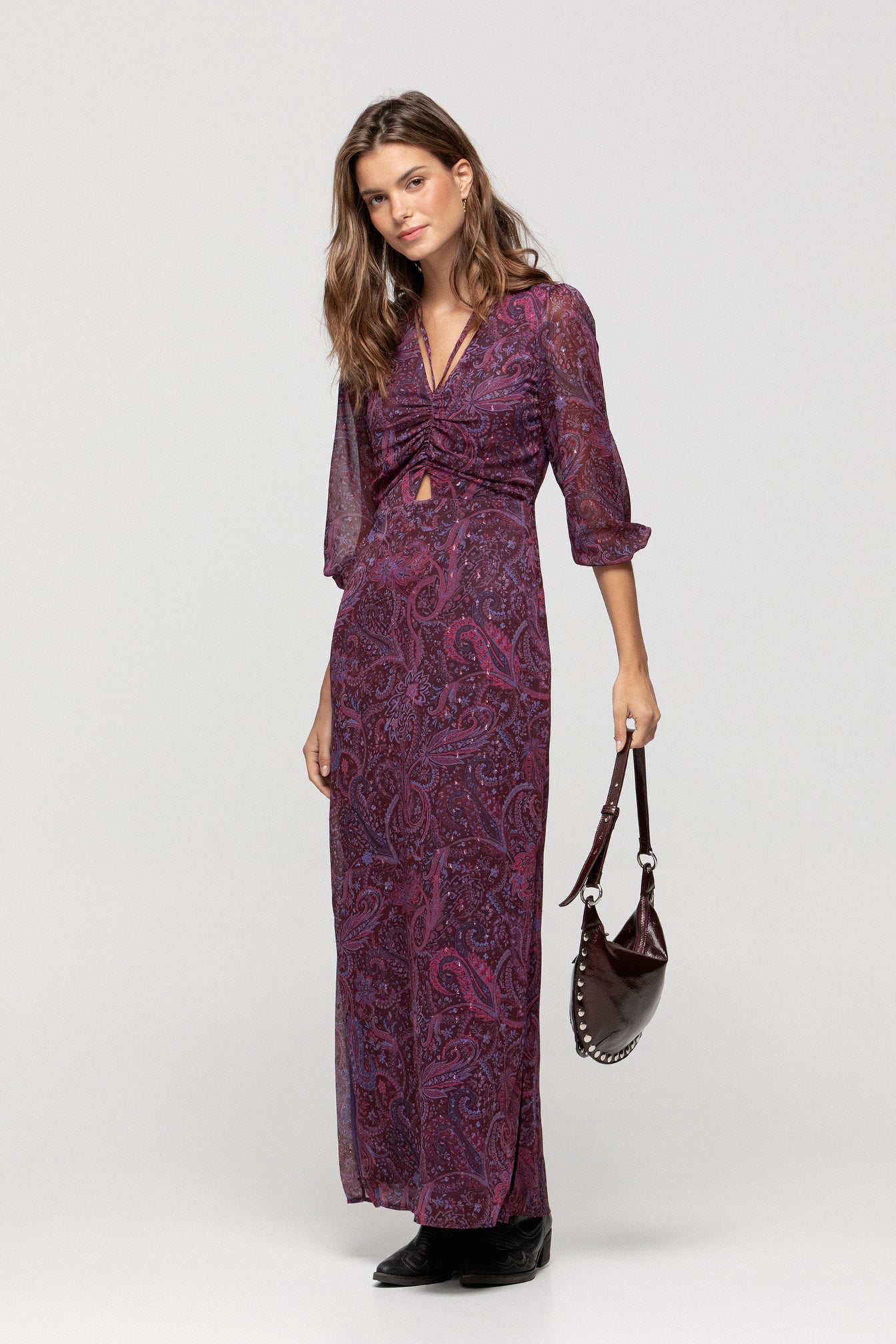 VESTIDO MIDI ESTAMPADO ABERTURA