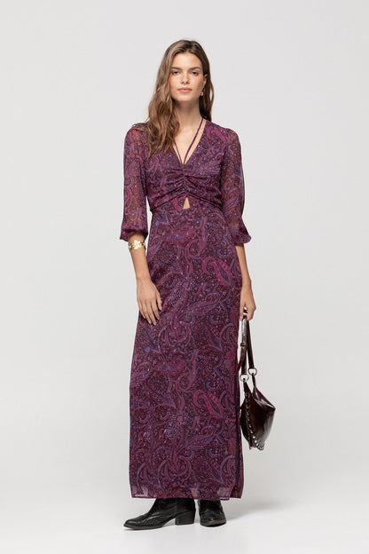VESTIDO MIDI ESTAMPADO ABERTURA