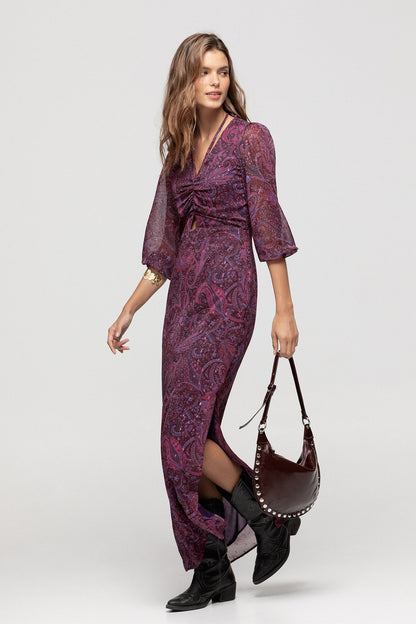 VESTIDO MIDI ESTAMPADO ABERTURA