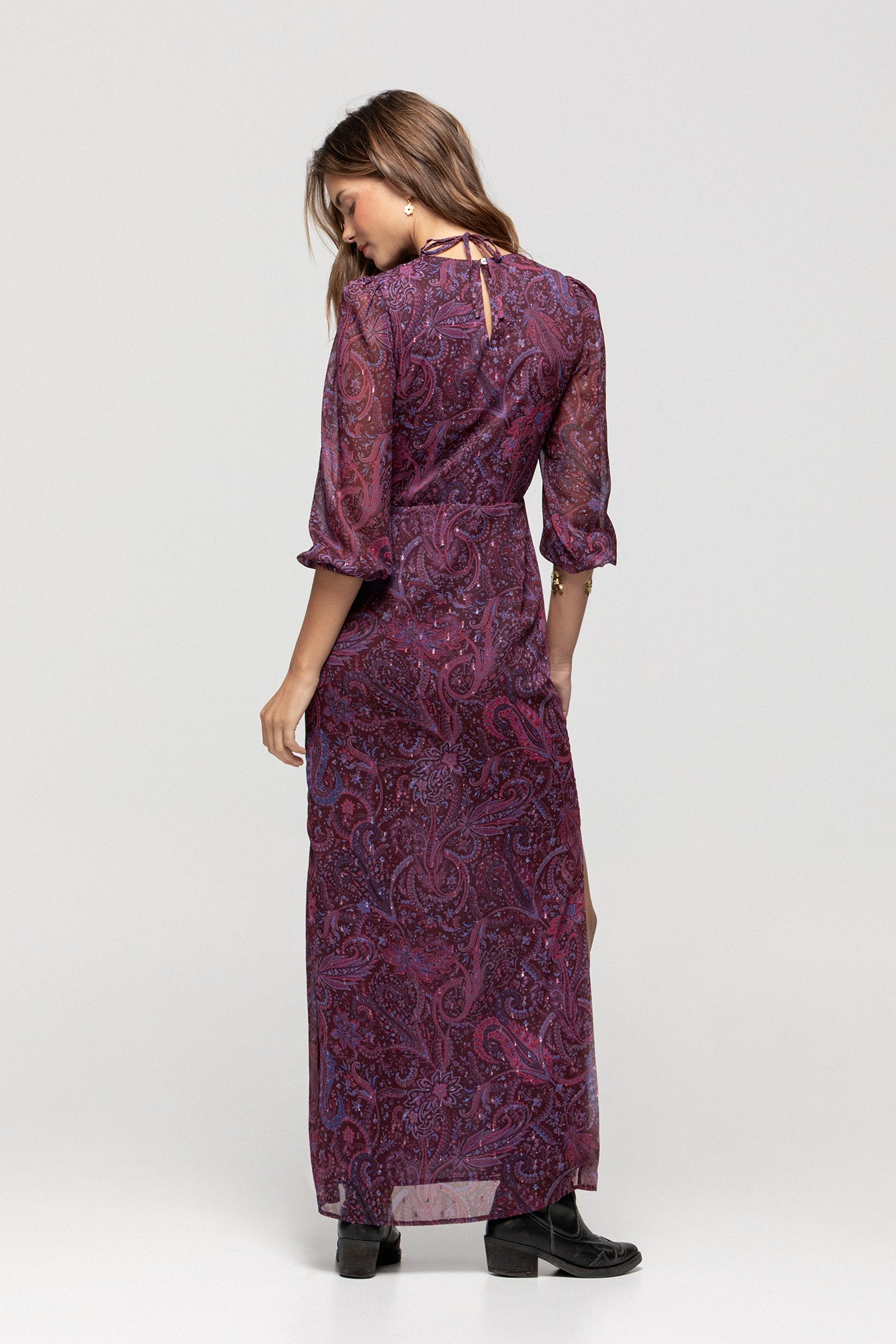 VESTIDO MIDI ESTAMPADO ABERTURA