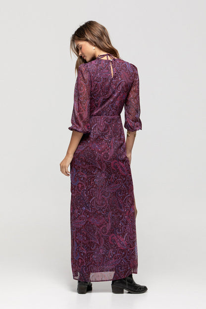 VESTIDO MIDI ESTAMPADO ABERTURA