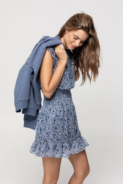VESTIDO MINI FRUNCIDO ESTAMPADO