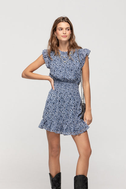 VESTIDO MINI FRUNCIDO ESTAMPADO