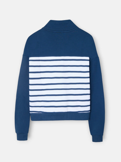 Sudadera woman cuello botones rayas azules