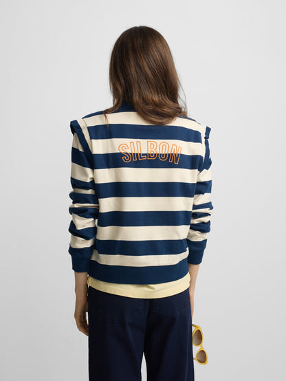 Sudadera woman hombreras rayas azules