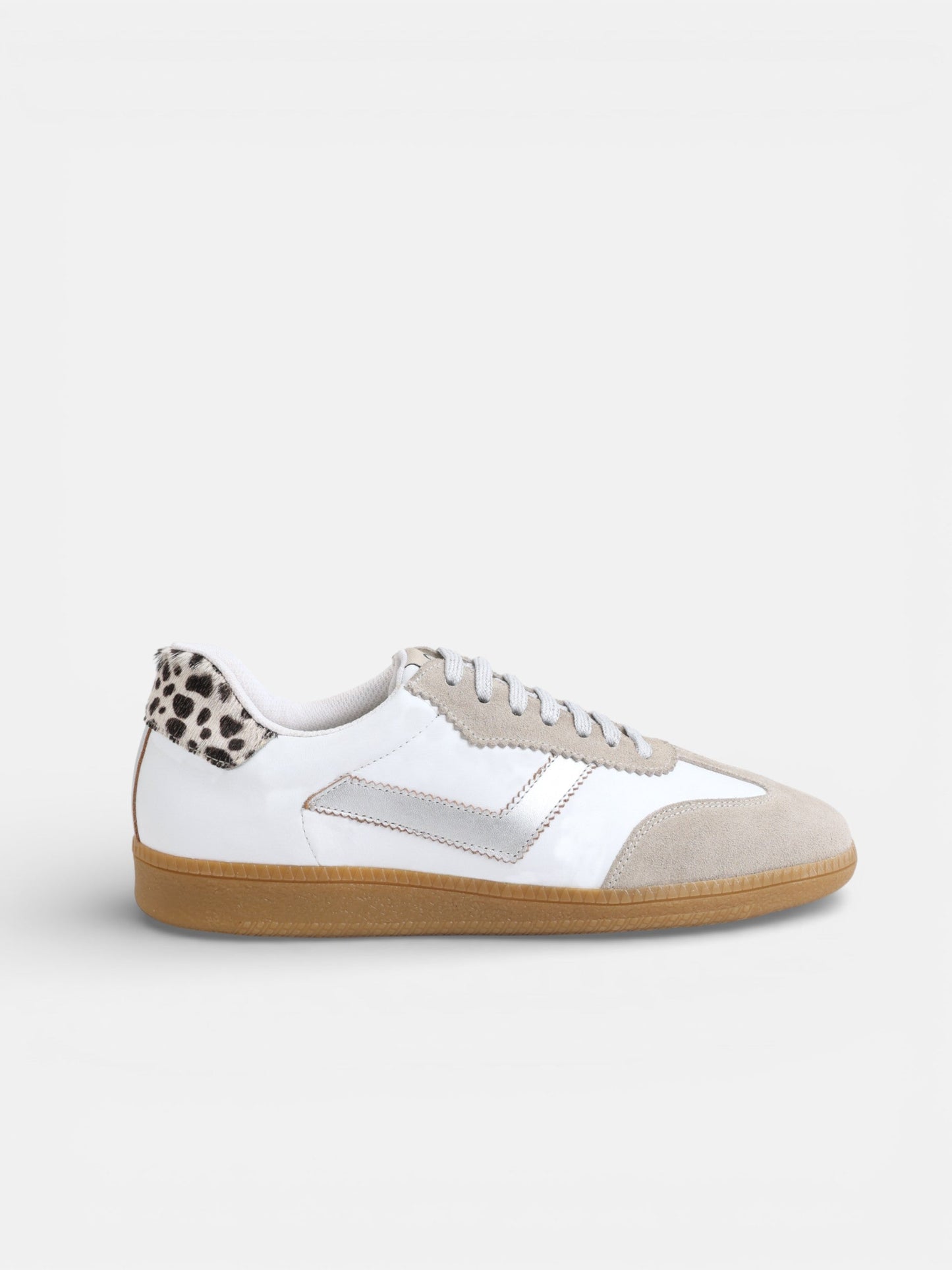 Zapatilla piel animal print blanca
