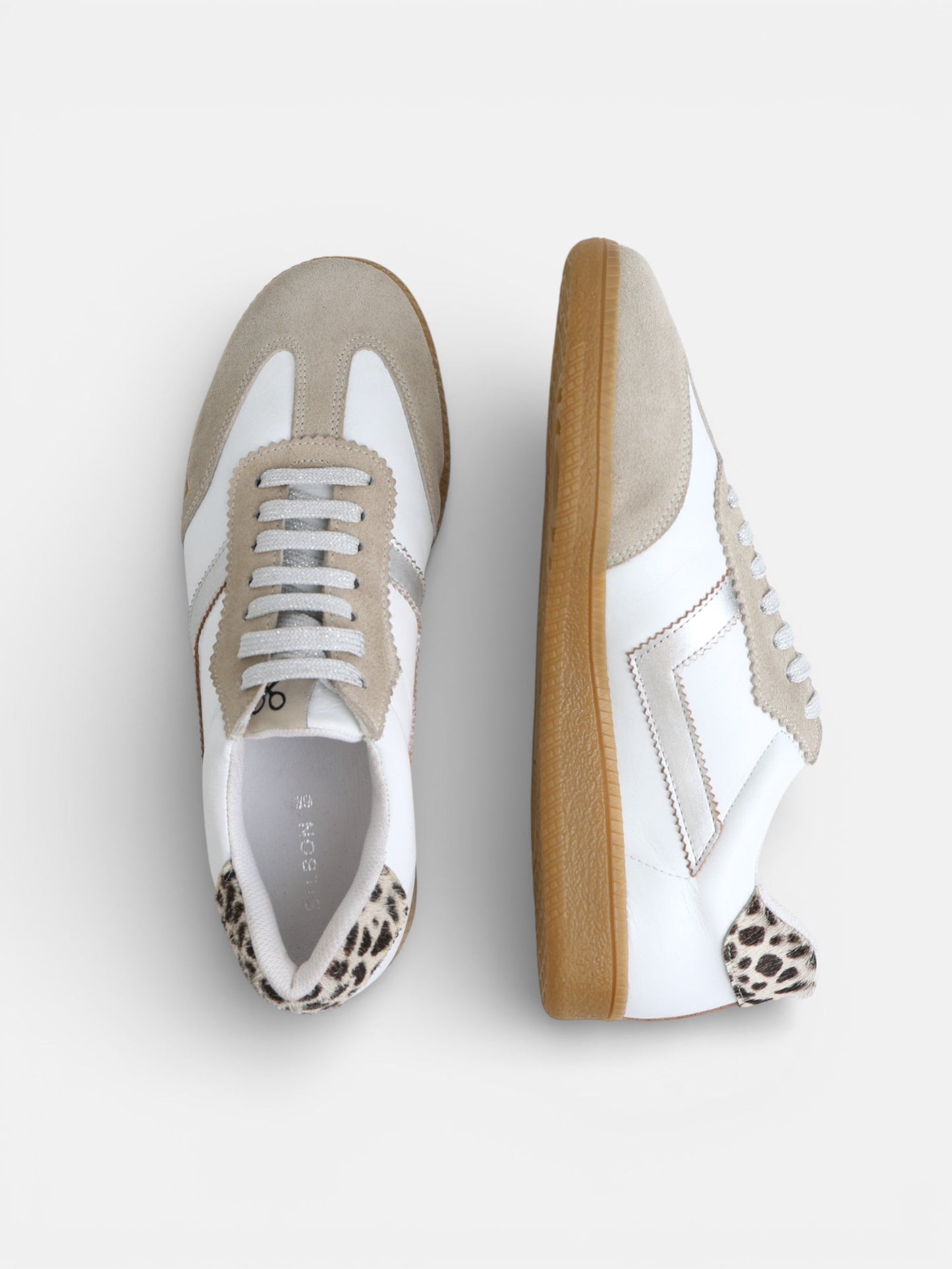 Zapatilla piel animal print blanca