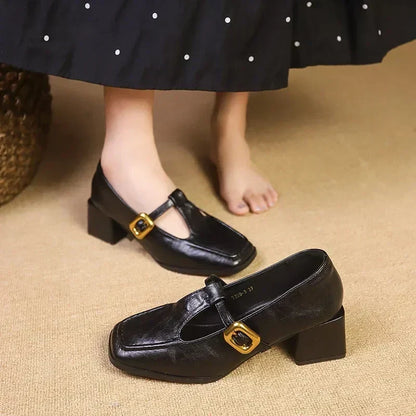 Rosa - Zapatos Mary Jane para mujer con tacón cuadrado