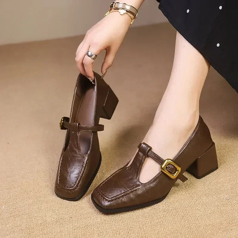 Rosa - Zapatos Mary Jane para mujer con tacón cuadrado