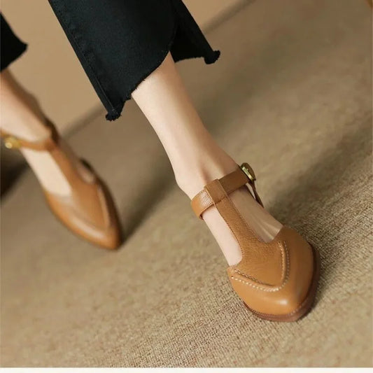Aurenza - Zapatos de mujer con hebilla y tacón bajo elegantes