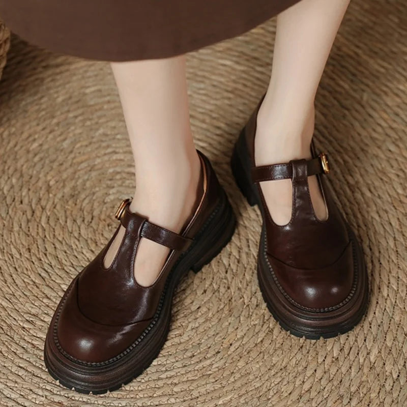 Blythe - Zapatos Mary Jane T-Bar de mujer con punta redonda