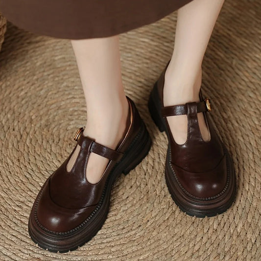 Blythe - Zapatos Mary Jane T-Bar de mujer con punta redonda