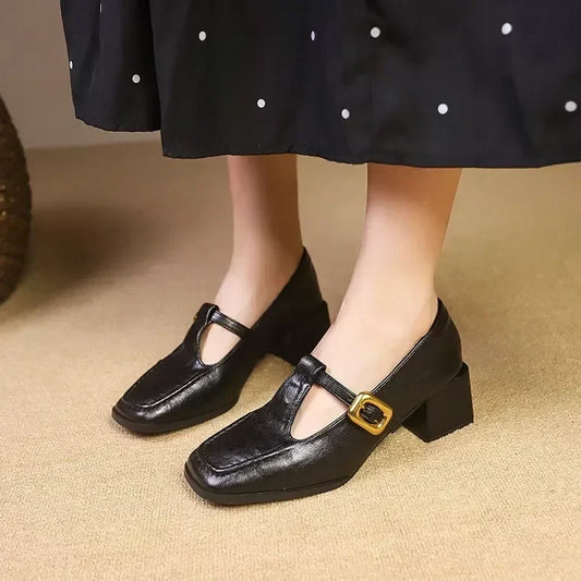 Rosa - Zapatos Mary Jane para mujer con tacón cuadrado