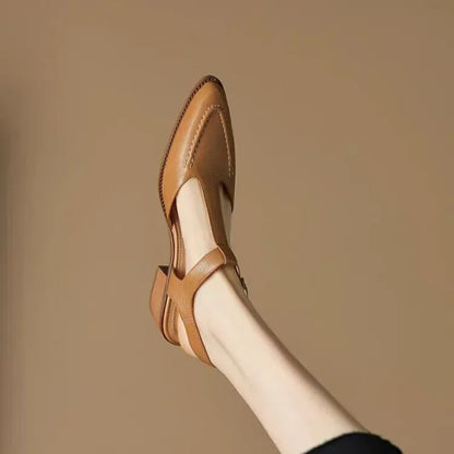 Aurenza - Zapatos de mujer con hebilla y tacón bajo elegantes