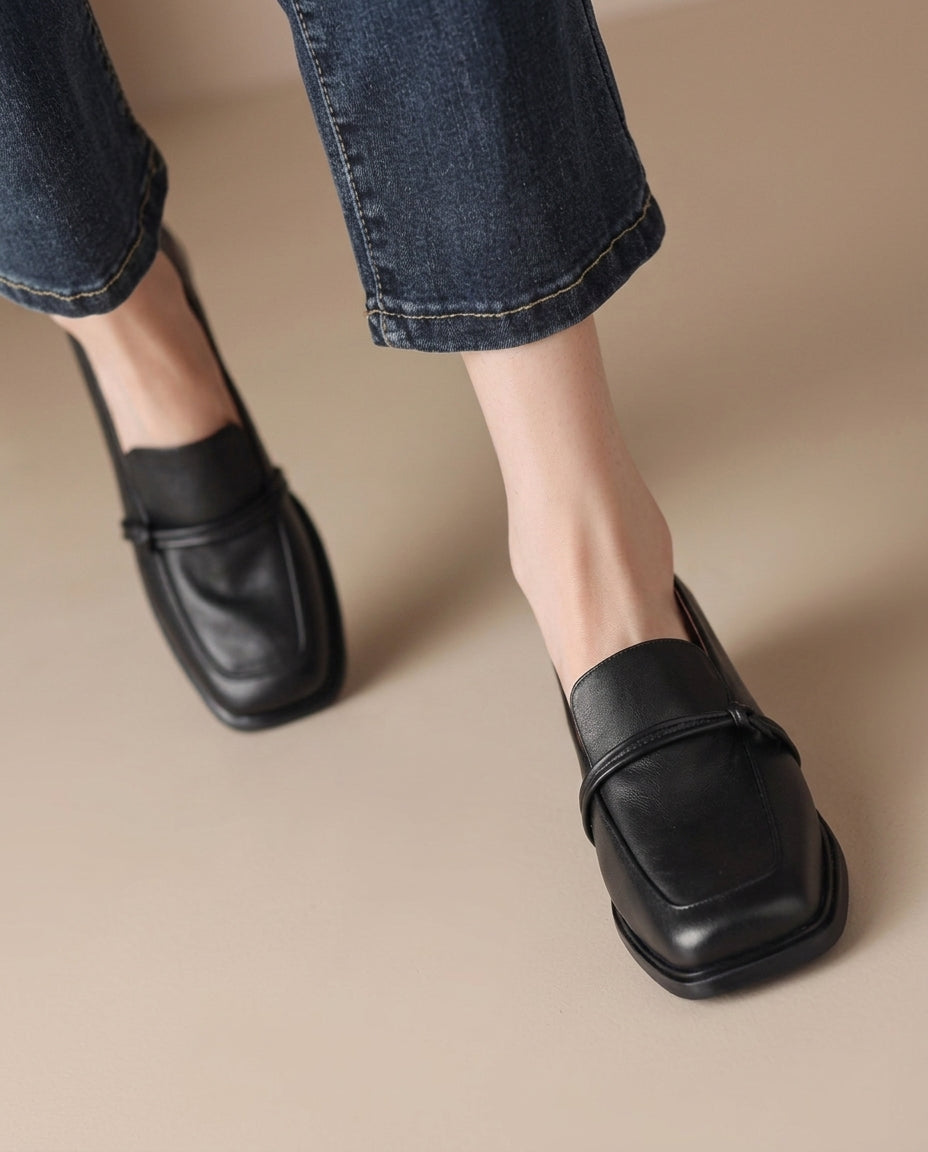 Audrey - Mocasines de mujer con tacón bloque y comodidad