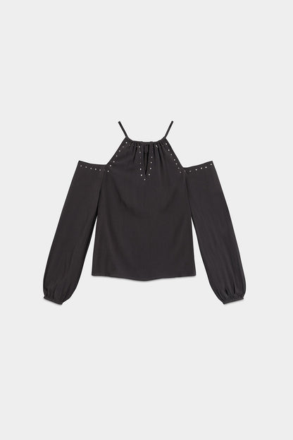 BLUSA ABERTURAS TACHAS