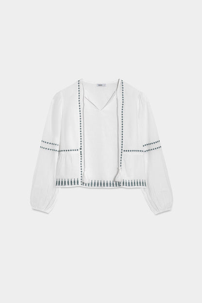 BLUSA BORDADOS CONTRASTE