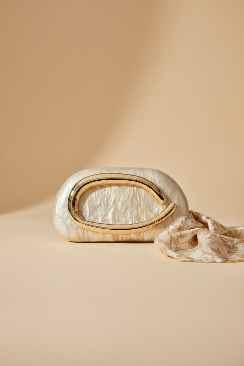 Bolsa Clutch Glamour - Blanco Marfil