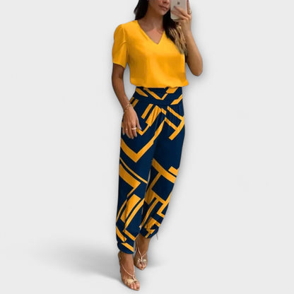 Irene - Conjunto elegante de blusa y pantalones