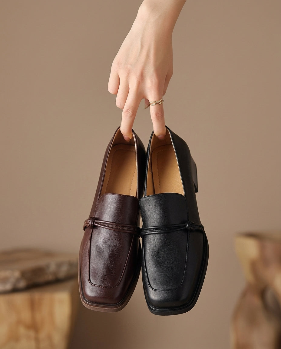 Audrey - Mocasines de mujer con tacón bloque y comodidad