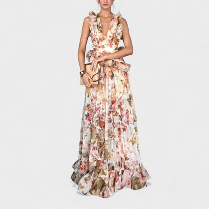 Isabela - Vestido largo con volantes