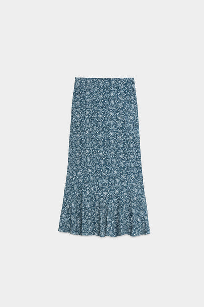 FALDA MIDI BAJO VOLANTE