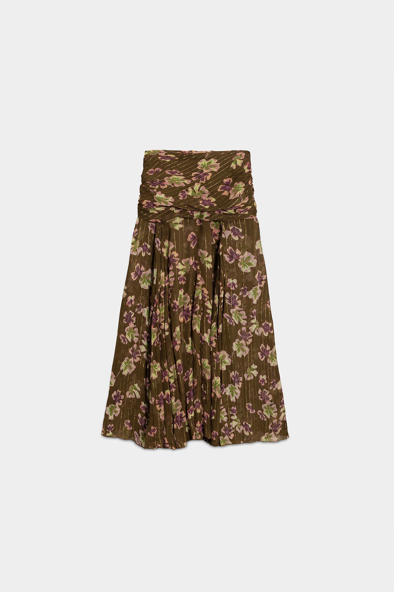 FALDA MIDI FRUNCE GODETS ALEGRA
