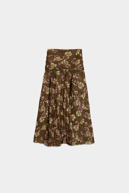 FALDA MIDI FRUNCE GODETS ALEGRA