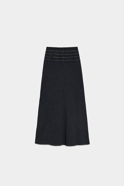 FALDA MIDI TACHAS LUREX