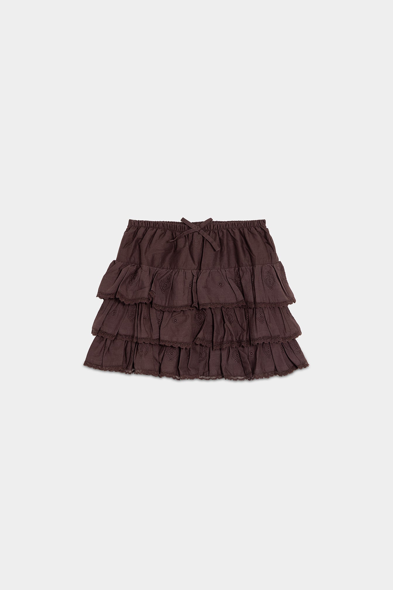 FALDA MINI VOLANTES BORDADA