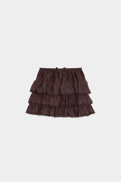 FALDA MINI VOLANTES BORDADA
