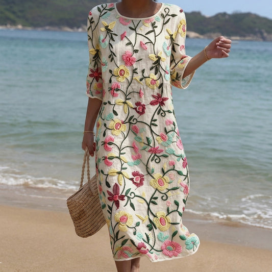 Olga - Vestido Floral Femenino con Bordado