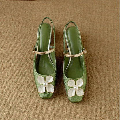 Genine - Tacones de bloque para mujer con tira en la parte posterior