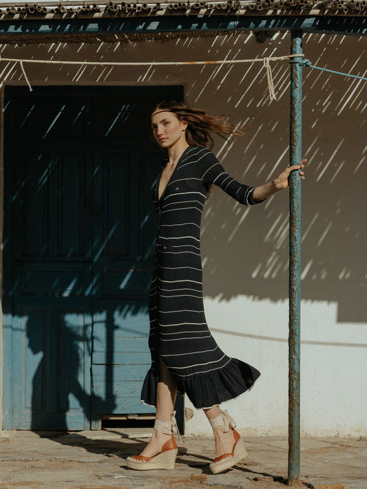 Vestido punto largo marino