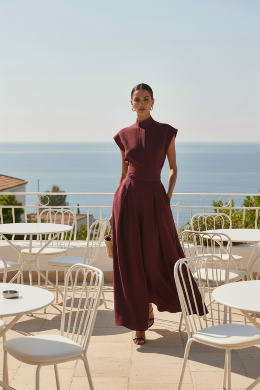 Midi dress – Burgundy/Wine