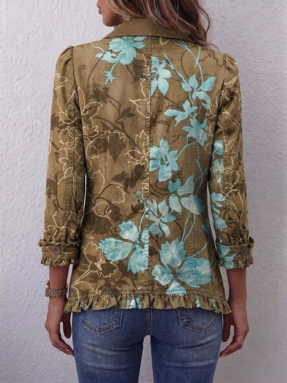 Lily | Chaqueta Boho Vintage Floral con Volantes en Gradiente