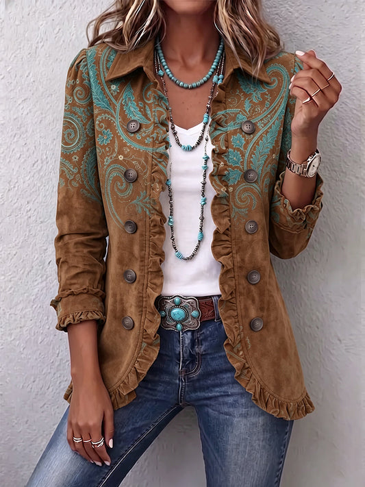 Grace | Chaqueta con Volantes de Estampado Paisley Elegante