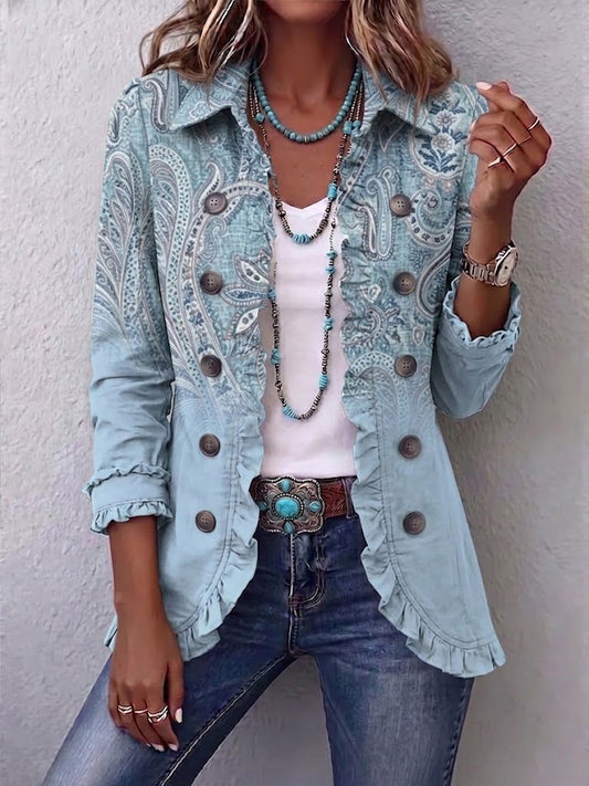 Isabella | Chaqueta Rizada con Estampado Paisley Retro