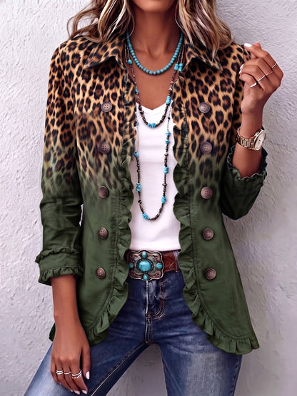 Emma | Blazer con Volantes en Ombre de Leopardo