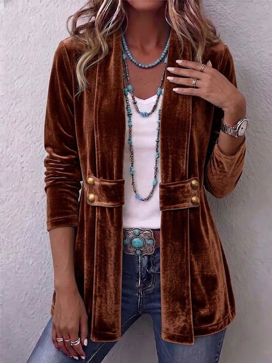 Avery | Chaqueta de Manga Larga Abierta con Detalle de Botón Vintage
