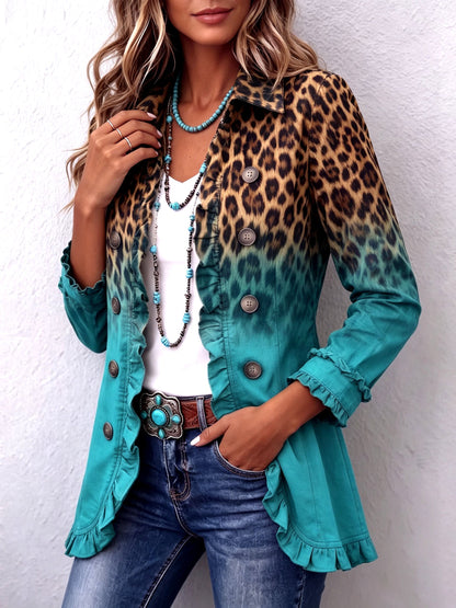 Emma | Blazer con Volantes en Ombre de Leopardo