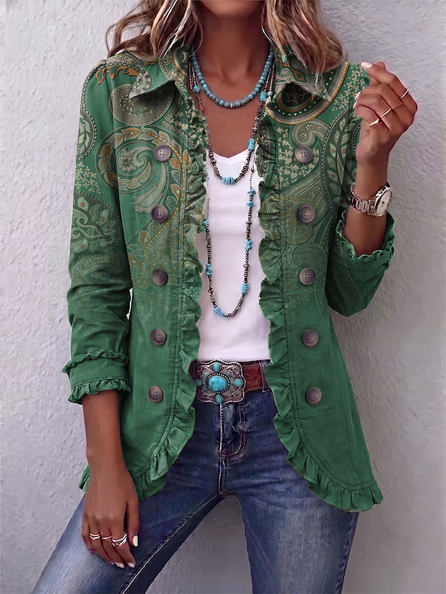 Aria | Chaqueta Bohemia con Estampado Paisley y Textura Rizada