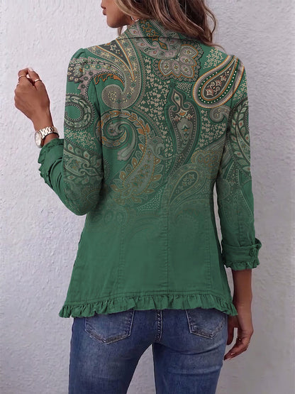 Aria | Chaqueta Bohemia con Estampado Paisley y Textura Rizada