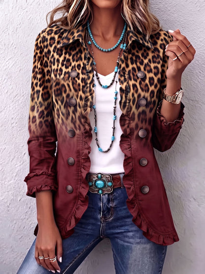 Emma | Blazer con Volantes en Ombre de Leopardo