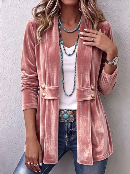 Avery | Chaqueta de Manga Larga Abierta con Detalle de Botón Vintage