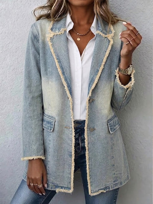 Hannah | Blazer Vintage Oversized con Bordes Deshilachados