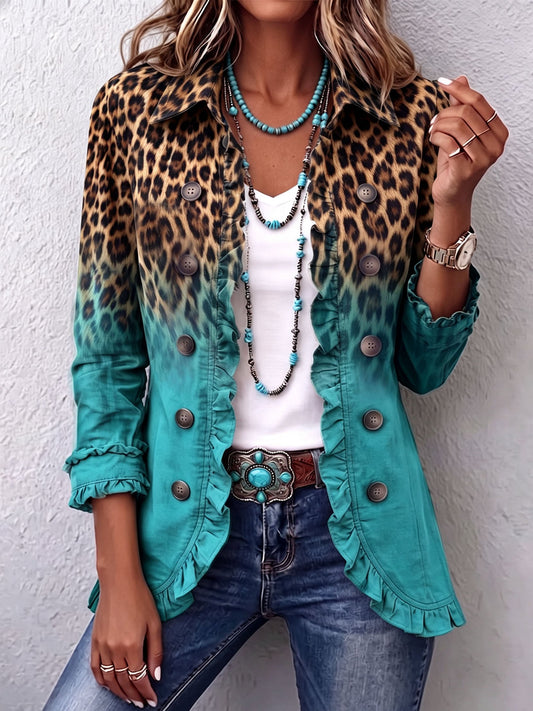 Emma | Blazer con Volantes en Ombre de Leopardo